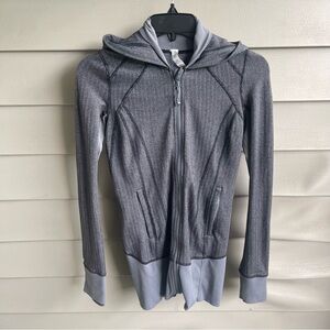 Lululemon‎ Athletica Womens Daily Practice Hooded Herringbone Grey jacket Size 2
